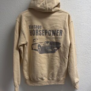 Unisex Tan Hoodie with Mustang Car Graphic SM